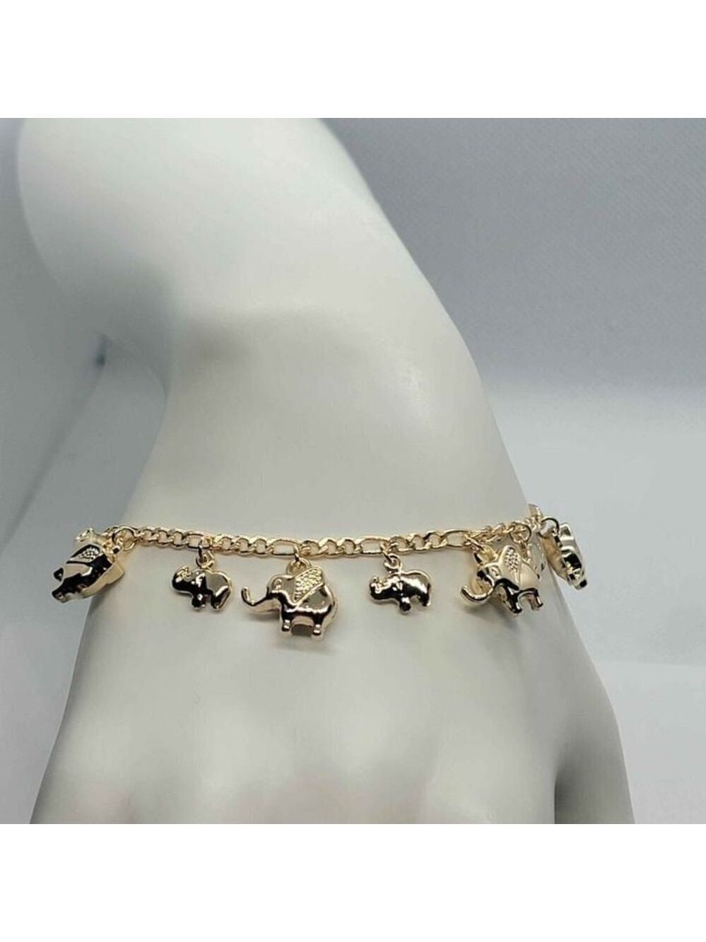 Brazilian 18k Gold Filled Multi Elephants Bracelet